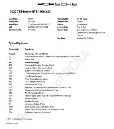 2022 Porsche 718 Boxster GTS