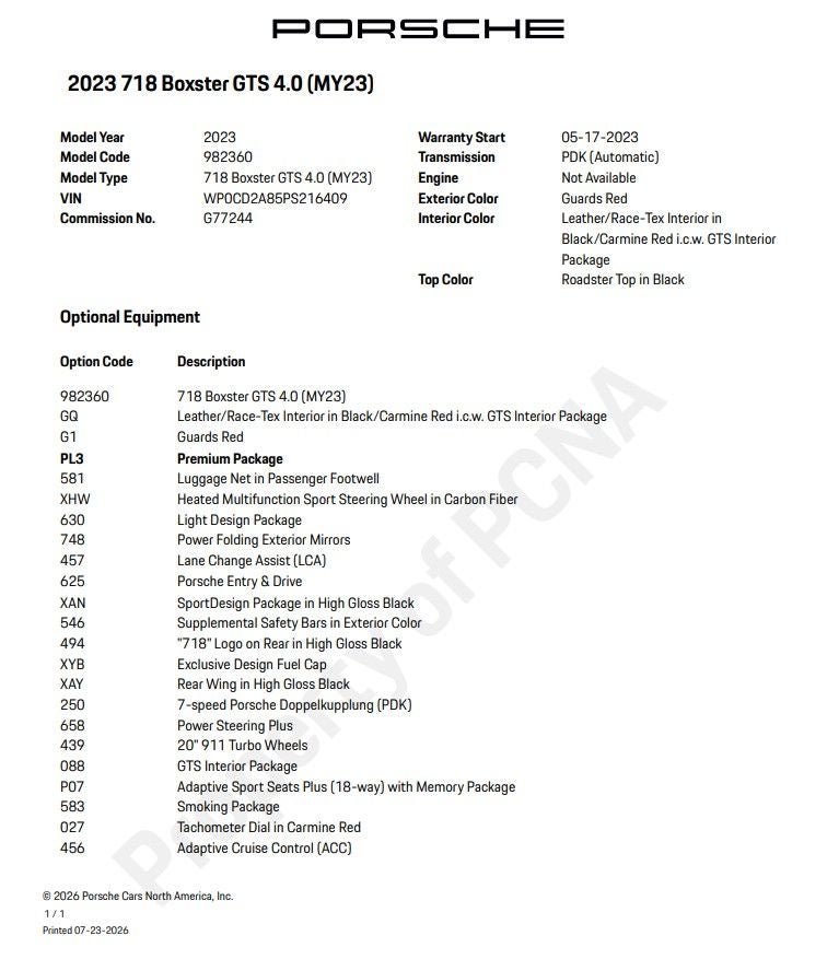 2023 Porsche 718 Boxster GTS