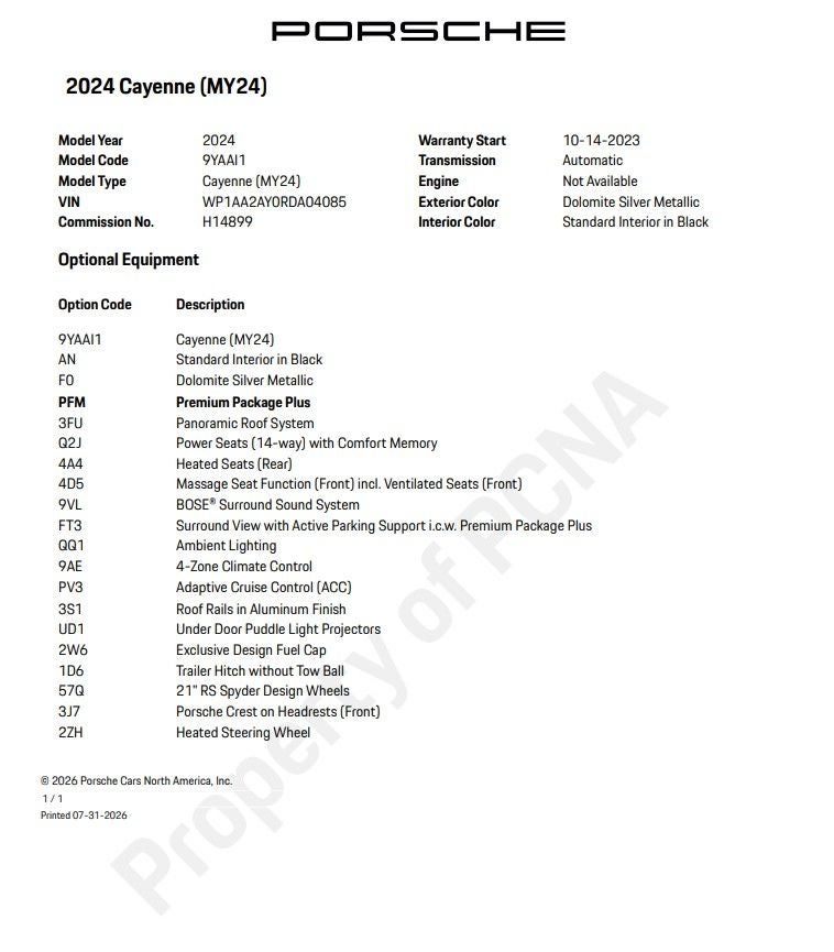 2024 Porsche Cayenne Base