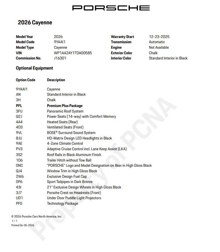2026 Porsche Cayenne Base