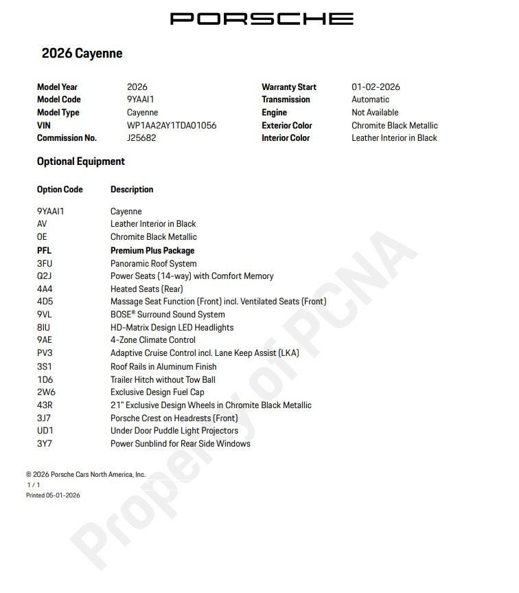 2026 Porsche Cayenne Base