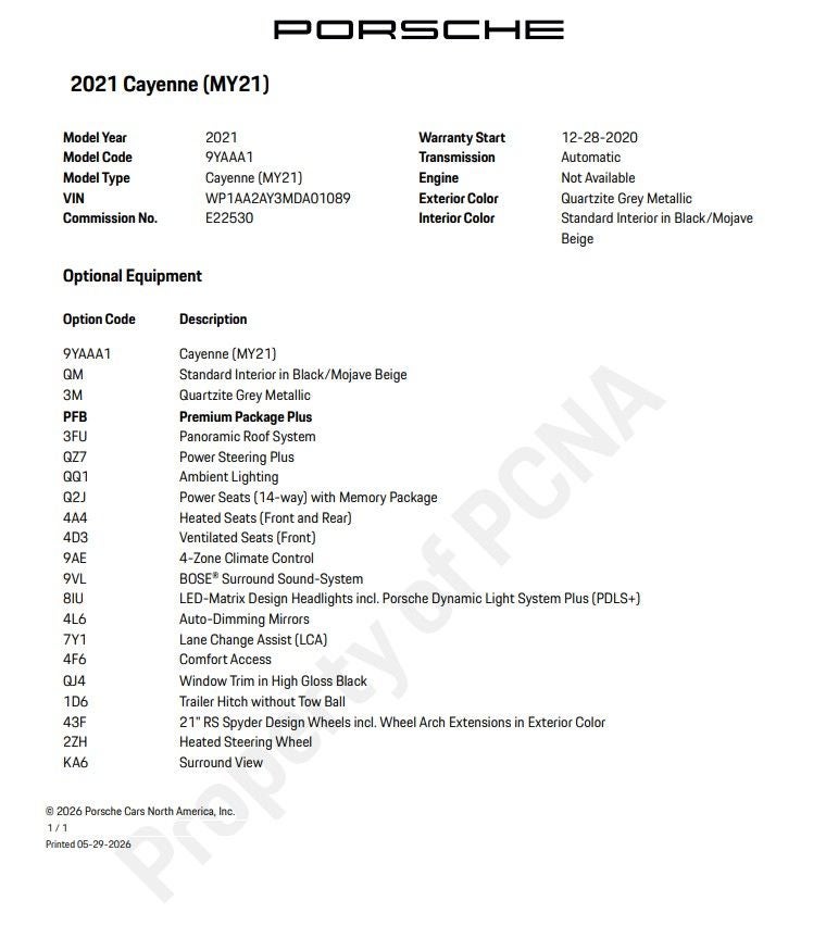 2021 Porsche Cayenne Base