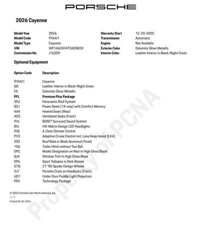 2026 Porsche Cayenne Base
