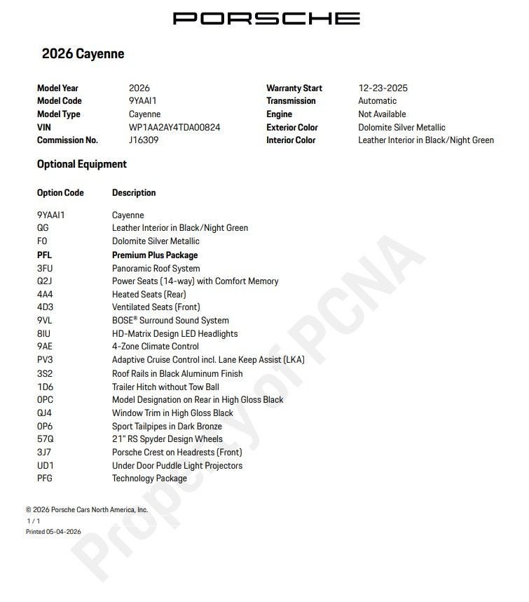2026 Porsche Cayenne Base