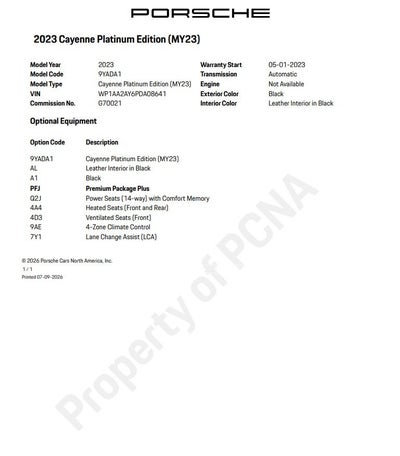 2023 Porsche Cayenne Platinum Edition