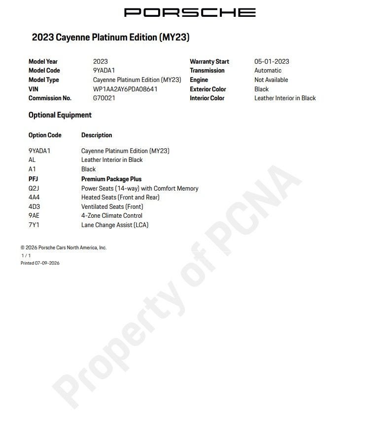 2023 Porsche Cayenne Platinum Edition