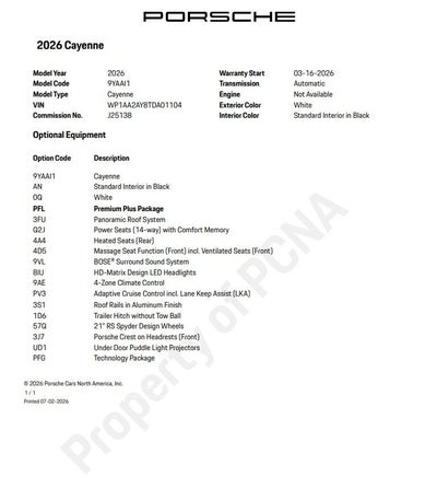 2026 Porsche Cayenne Base