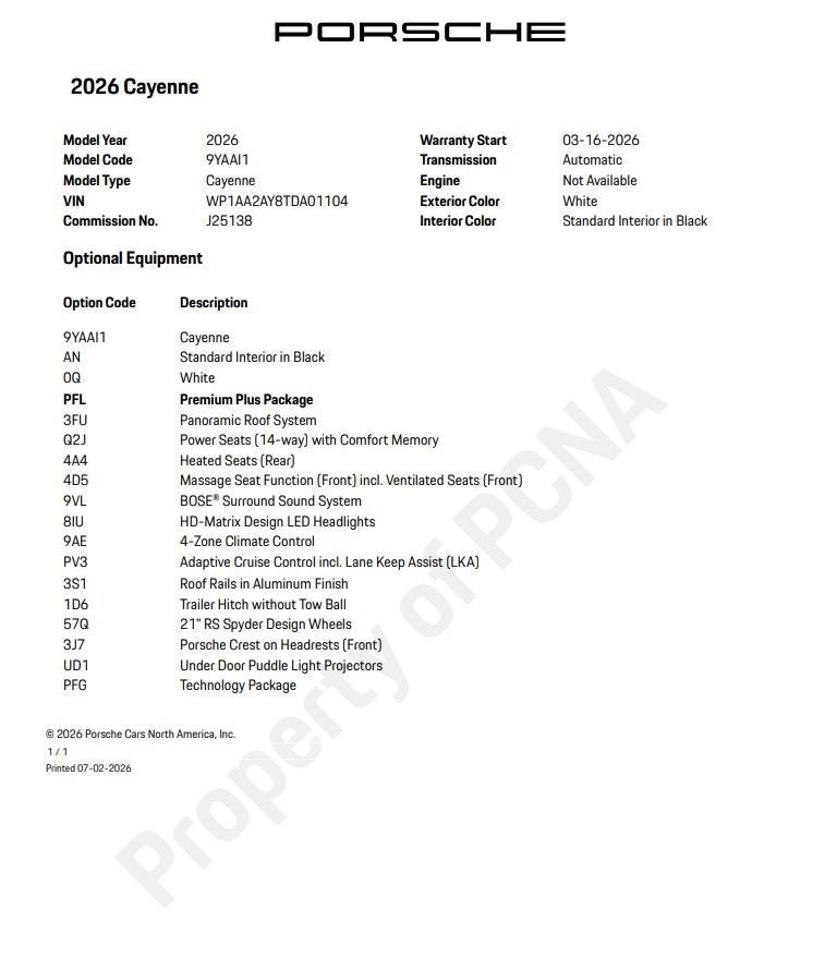2026 Porsche Cayenne Base