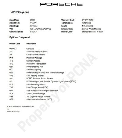 2019 Porsche Cayenne Base