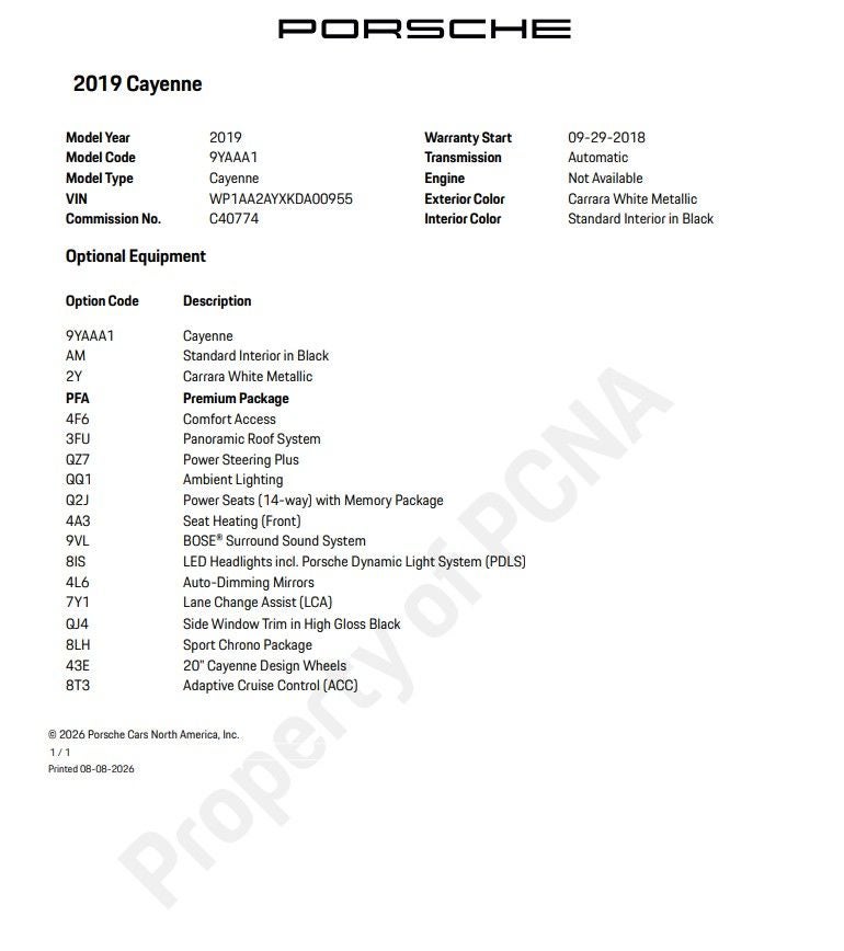 2019 Porsche Cayenne Base