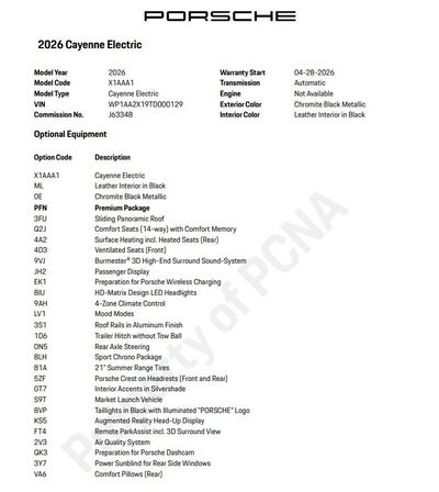 2026 Porsche Cayenne Electric