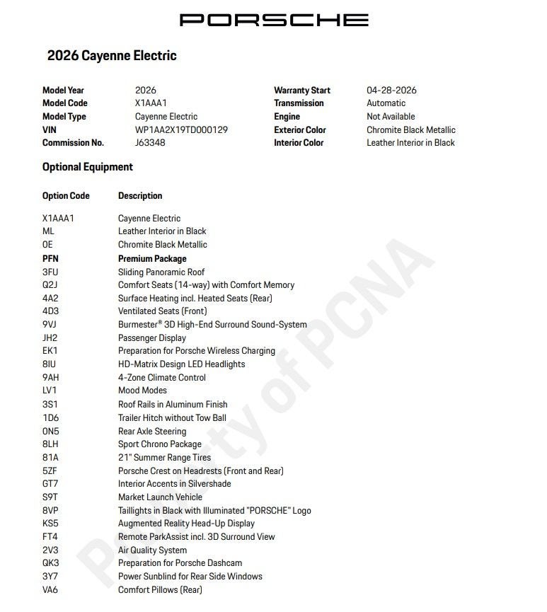 2026 Porsche Cayenne Electric