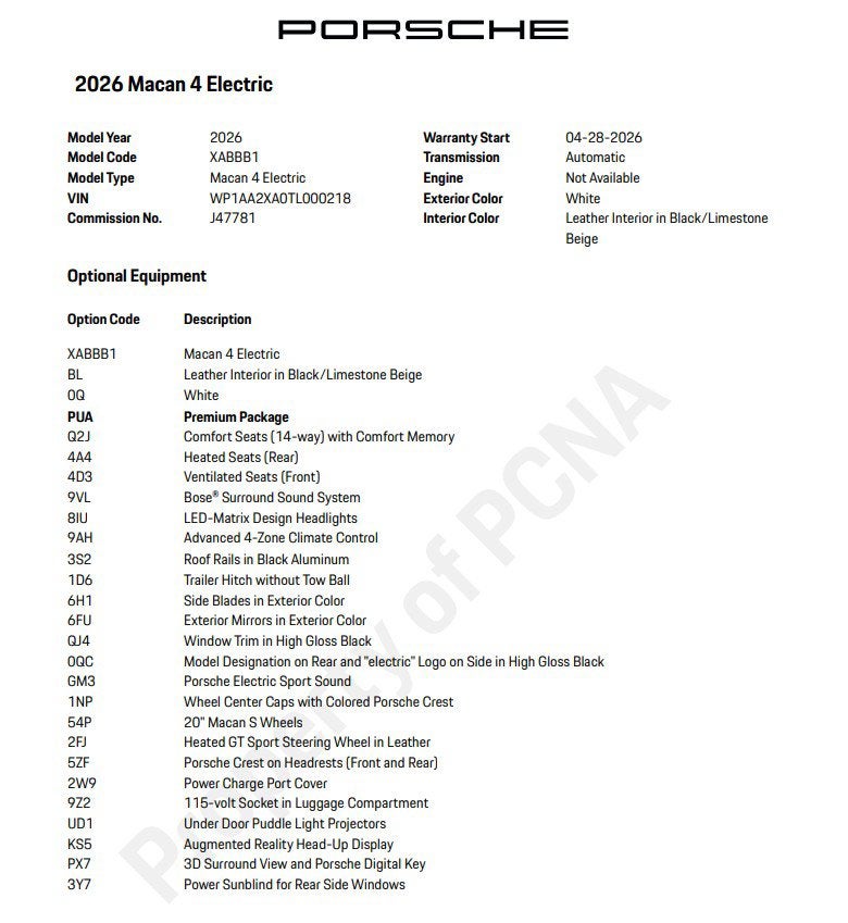 2026 Porsche Macan Electric 4