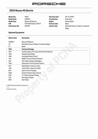 2025 Porsche Macan Electric 4S