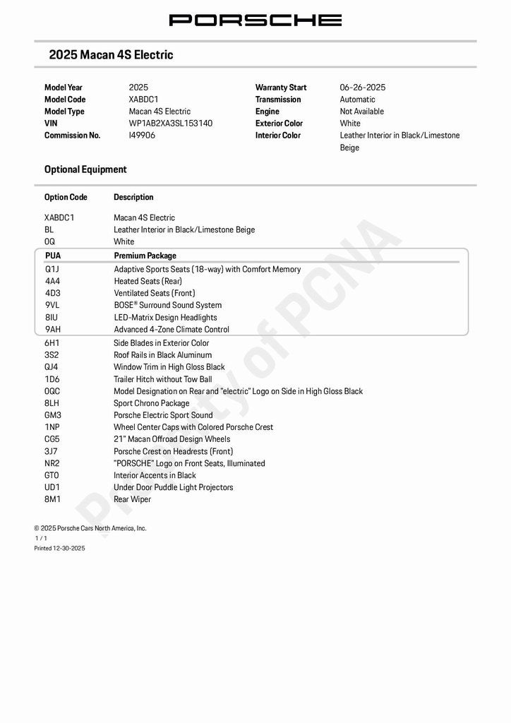 2025 Porsche Macan Electric 4S