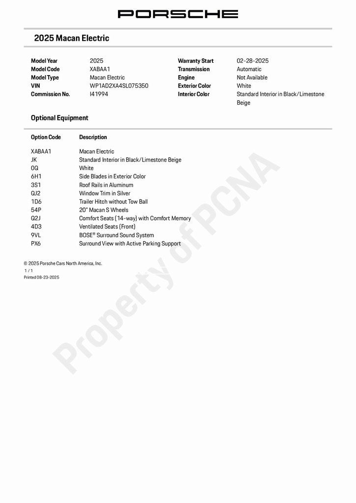 2025 Porsche Macan Electric Standard