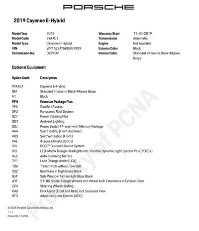 2019 Porsche Cayenne E-Hybrid Base