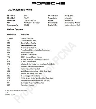 2026 Porsche Cayenne E-Hybrid Base