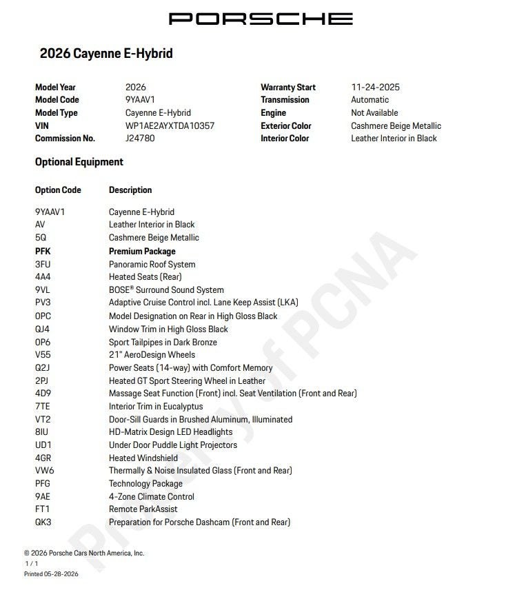 2026 Porsche Cayenne E-Hybrid Base