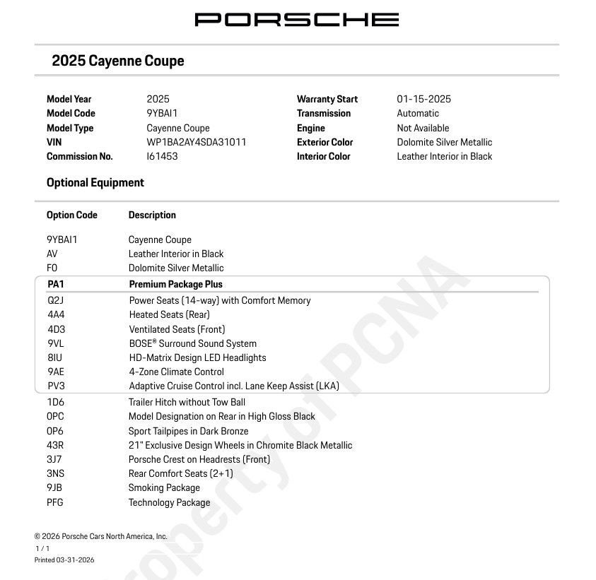 2025 Porsche Cayenne Coupe Base