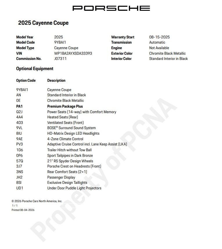 2025 Porsche Cayenne Coupe Base