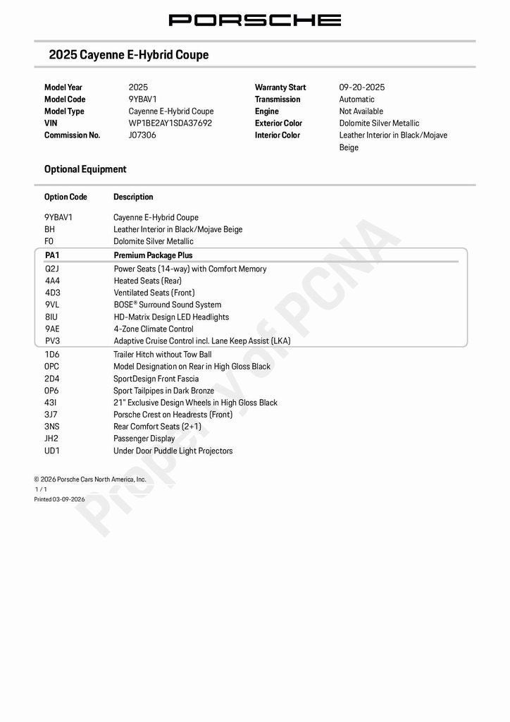 2025 Porsche Cayenne E-Hybrid Coupe Base