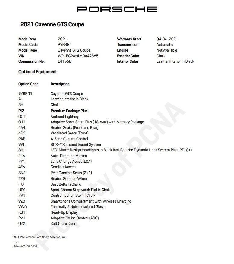 2021 Porsche Cayenne Coupe GTS