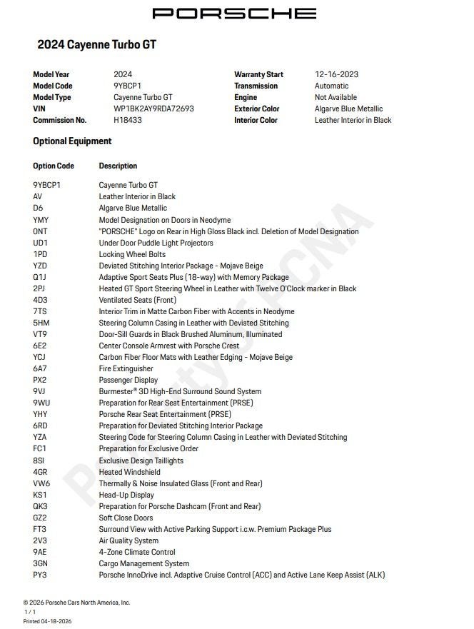 2024 Porsche Cayenne Coupe Turbo GT