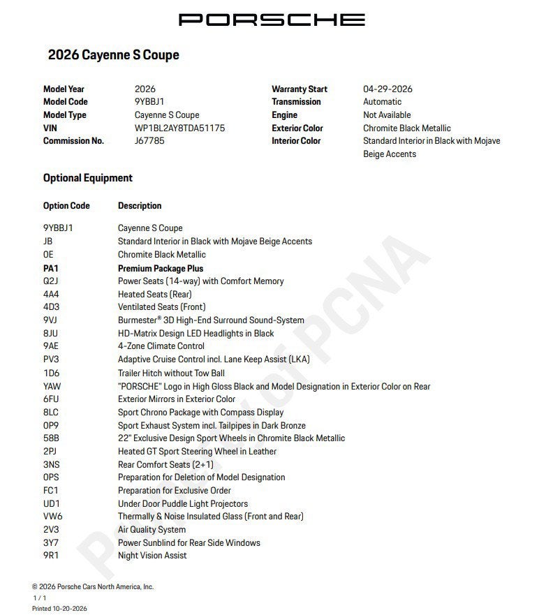 2026 Porsche Cayenne Coupe S
