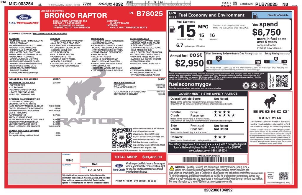 2023 Ford Bronco Raptor