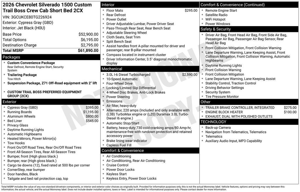 2026 Chevrolet Silverado 1500 Custom Trail Boss