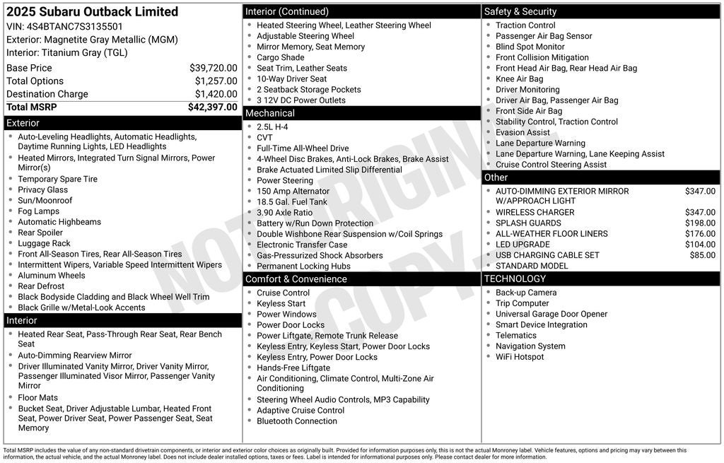 2025 Subaru Outback Limited