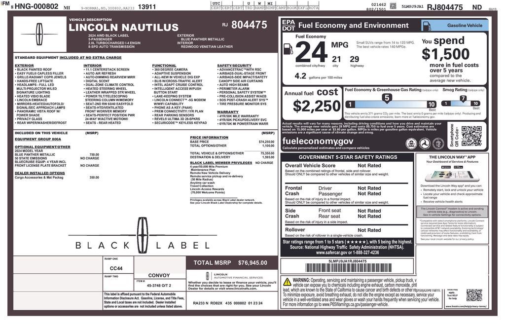 2024 Lincoln Nautilus Black Label