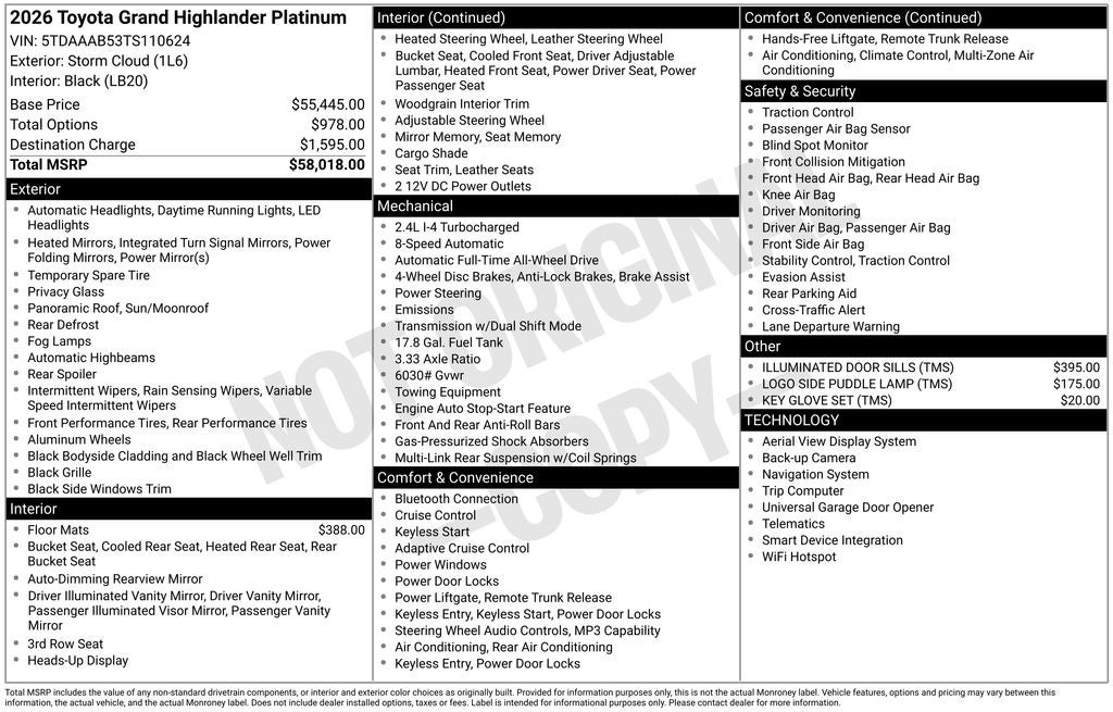 2026 Toyota Grand Highlander Platinum