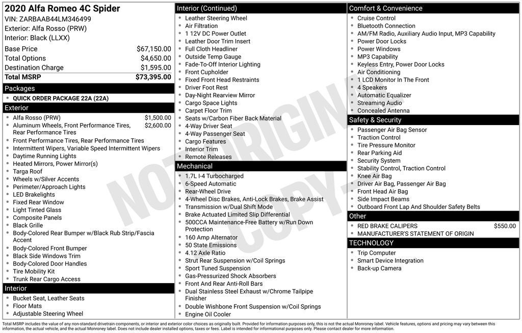 2020 Alfa Romeo 4C Base
