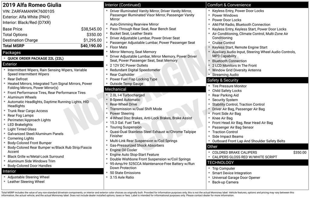 2019 Alfa Romeo Giulia Base