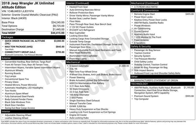 2018 Jeep Wrangler JK Unlimited Altitude