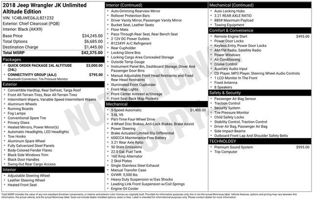 2018 Jeep Wrangler JK Unlimited Altitude