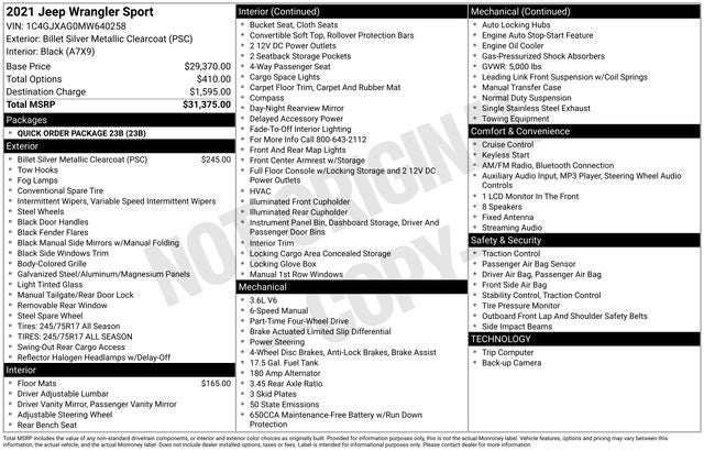 2021 Jeep Wrangler Sport
