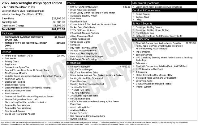2022 Jeep Wrangler WILLY'S SPORT