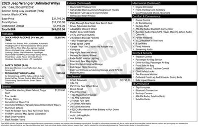 2020 Jeep Wrangler Unlimited Willys