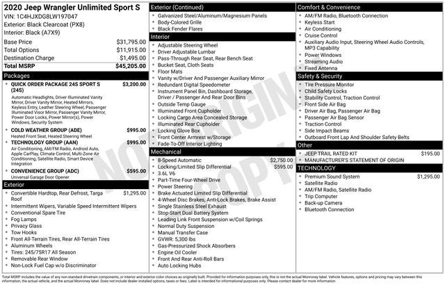 2020 Jeep Wrangler Unlimited Sport S