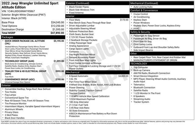 2022 Jeep Wrangler Unlimited Sport Altitude