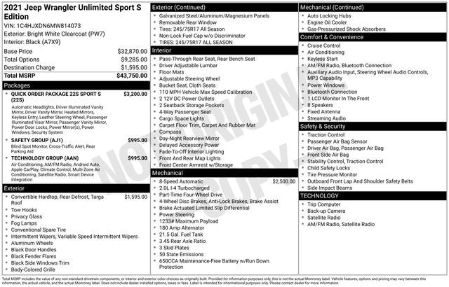 2021 Jeep Wrangler Unlimited Sport S