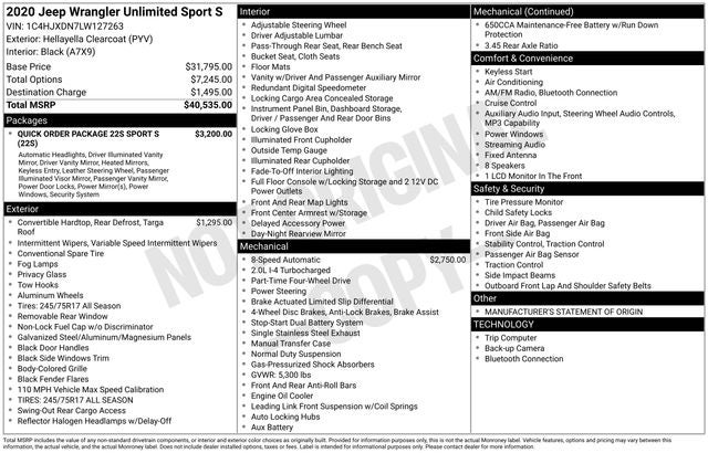 2020 Jeep Wrangler Unlimited Sport S