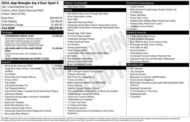 2024 Jeep Wrangler Sport S 4xe
