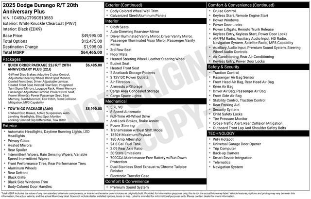 2025 Dodge Durango R/T Plus Anniversary