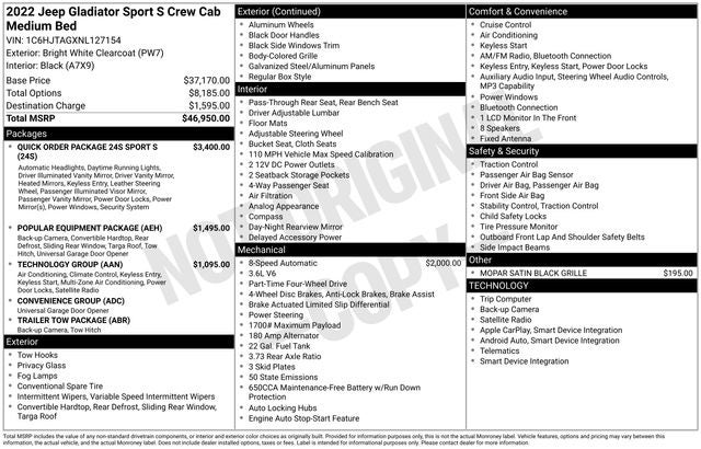 2022 Jeep Gladiator Sport