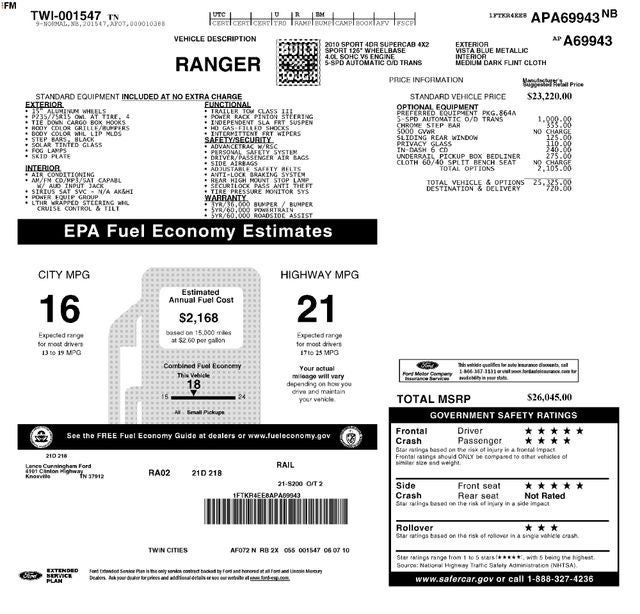 2010 Ford Ranger Sport 4 dr