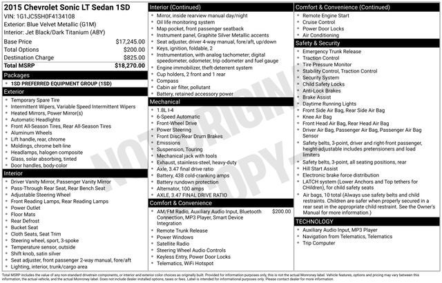 2015 Chevrolet Sonic LT